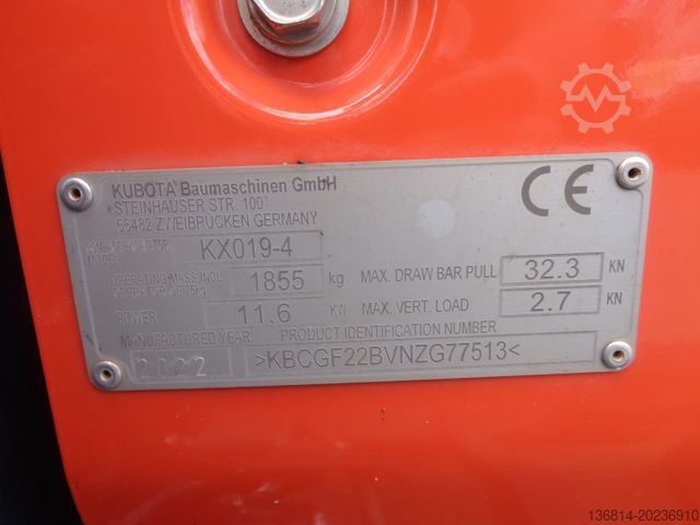 Mini-pelle KUBOTA KX019-4 SW + 4 x Löffel
