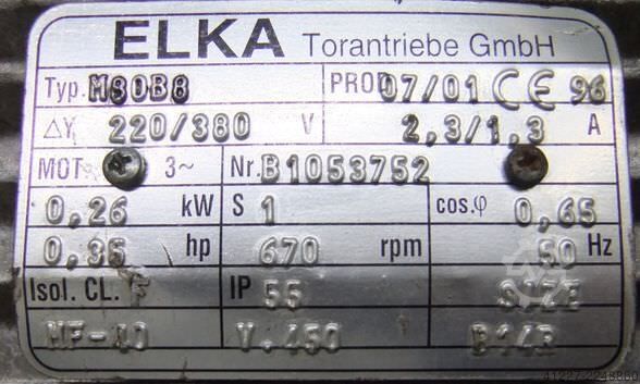 Motorreductor 0,25 kW 670 rpm ELKA M80B8