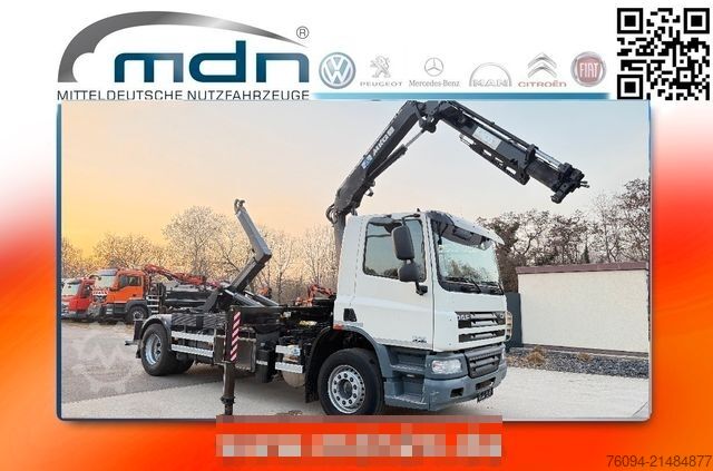 Camión portacontenedores de gancho DAF CF 75.250 Abrollkipper KRAN FUNK