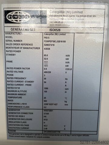  FG Wilson P65-5 - 65 kVA Genset - DPX-16006