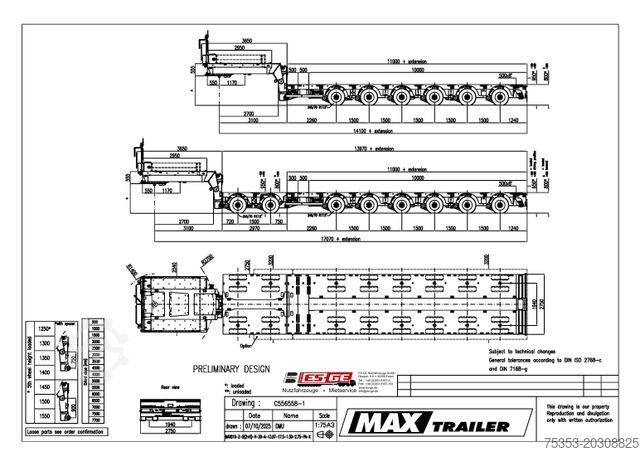 Dieplader oplegger FAYMONVILLE MAX Trailer MAX810 Semi-Tieflader 2+6 PA-X