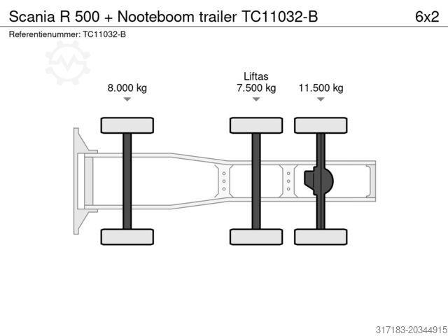 Tracteur standard Scania R 500 + Nooteboom trailer