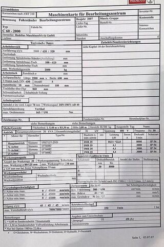 Fräsverk med rörlig pelare HEDELIUS C60 - 2000