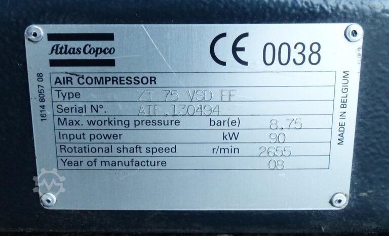 Screw compressor ZT75VSDFF Atlas Copco ZT75VSDFF