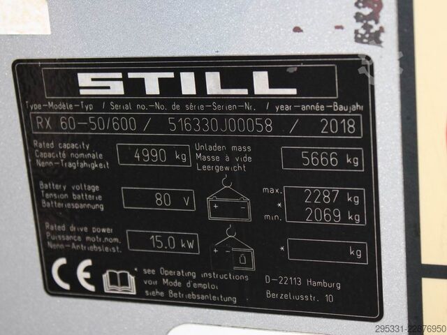 Ηλεκτρικό περονοφόρο τετράτροχο Still RX 60-50/600  6330
