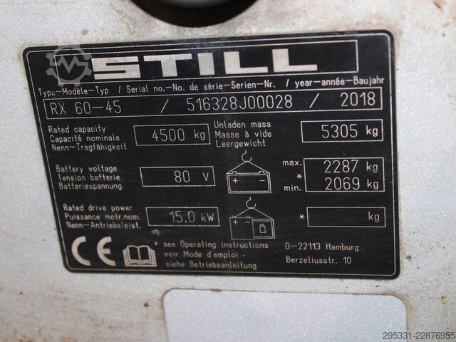 Ηλεκτρικό περονοφόρο τετράτροχο Still RX 60-45  6328
