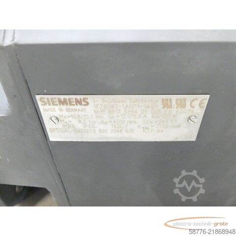 Steuerung Siemens 1FT6082-1AH71-1AG1 AC-VSA-Motor SN: YFN917599401005 mit B01 2048 S/R