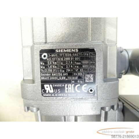 Jednostka sterująca Siemens 1FT7034-1AK71-1FH1 Synchronmotor SN: YFF3616249801001 --