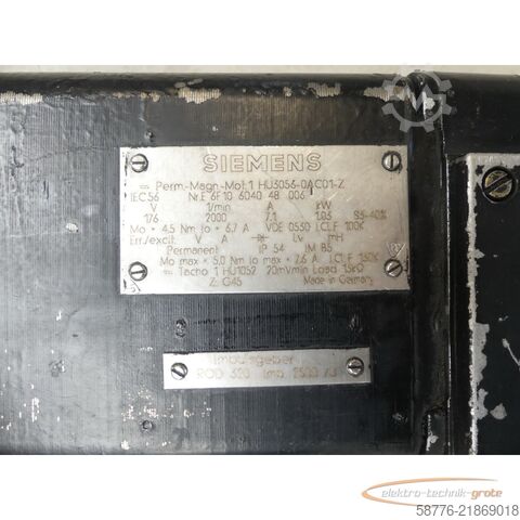 Styreenhed Siemens 1HU3056-0AC01 - Z SN: E6F10604048006 mit 1HU1052 20mVmin Tacho