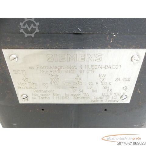Jednostka sterująca Siemens 1HU3074-0AC01 Permanent Magnet Motor SN: E5G1050404013