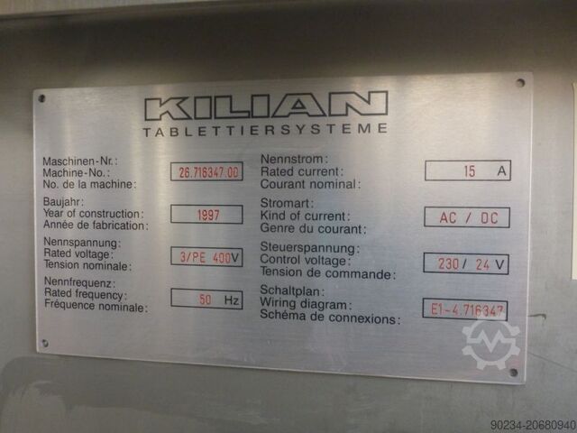 Tabletcompressiemachine van Kilian model T100/18 EU-B KILIAN T100/18