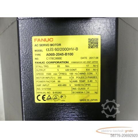 Unité de contrôle Fanuc A06B-2045-B100 Servo Motor SNC178C06BE + A860-2050-T321 --