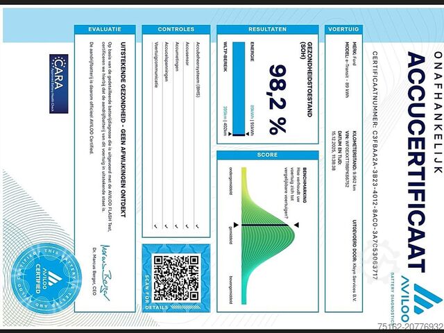 High-roof van FORD E-TRANSIT L2H2 184 pk 75KWH