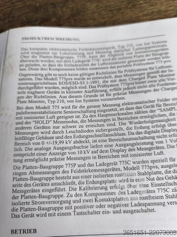 Ionizáció ION SYSTEMS PORTABLES Prüfsystem Typ 775pvs
