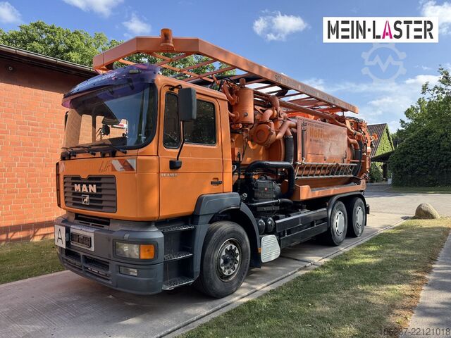 Vakumlu tank kamyonu MAN FE 410 Assmann Saug HD Spüler Recycling +  FB.