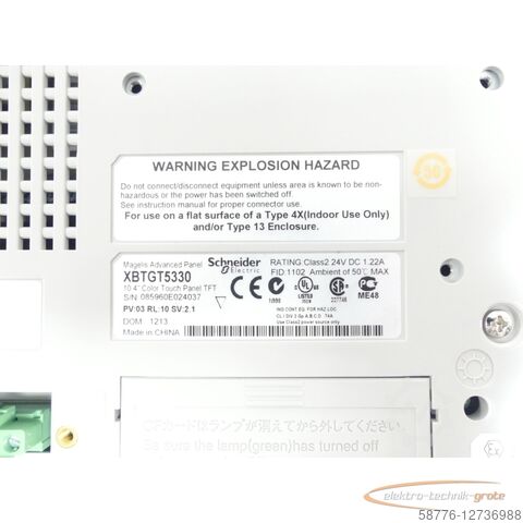 Schneider Electric component Schneider Electric XBTGT5330 Color Touch Panel SN:085960E024037 - neuwertig.! -