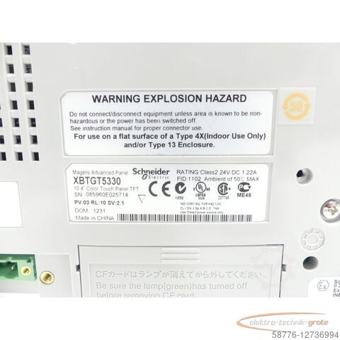 Schneider Electric component Schneider Electric XBTGT5330 Color Touch Panel SN:085960E025714 - ungebr.! -
