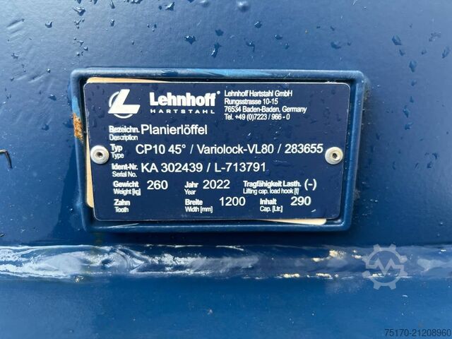 Excavator arm Lehnhoff Planierlöffel CP 10 / MS08 / 1.200 mm / NEU
