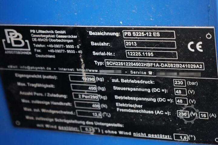 Schaarlift PB LIFT S225-12ES Electric, 22.5m Working Height, 450