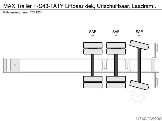 Polu niski utovarivač MAX Trailer F-S43-1A1Y Liftbaar dek, Uitschuifbaar, Laadram...