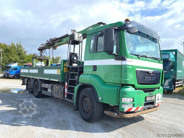 Düz kasa kamyon MAN TG-S 26.320 6x2-2 BL Pritsche Kran Hiab XS166 DS