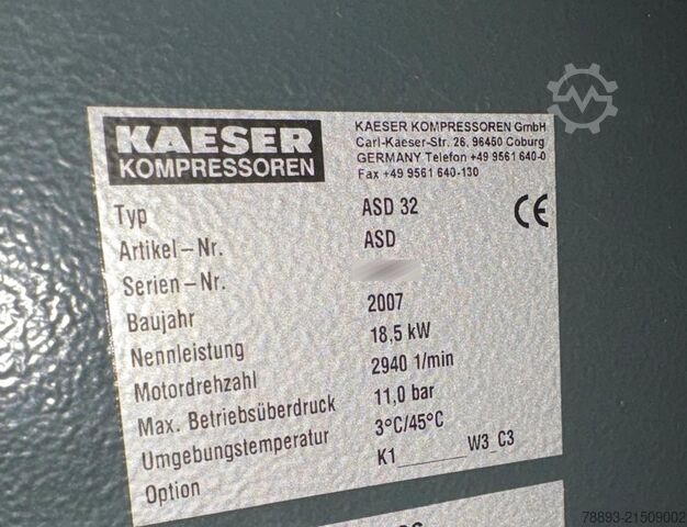 Screw compressor Kaeser ASD 32 mit Kältetrockner
