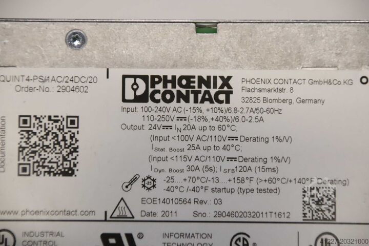 Voeding Phoenix Contact QUINT4-PS/1AC/24DC/20