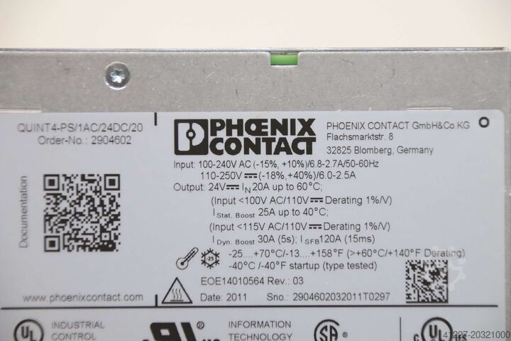 Strømforsyning Phoenix Contact QUINT4-PS/1AC/24DC/20