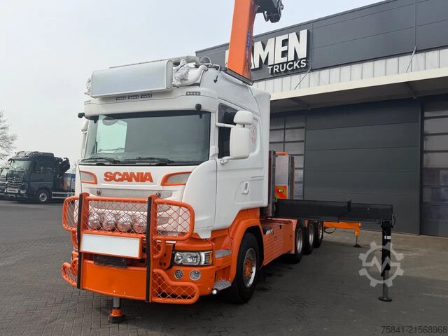 Φορτηγό γερανού Scania R580 V8 R 580 LB 8x4 HMF 4020-K6 + JIB FJ 600-K4