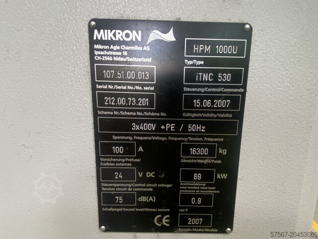 Fresatrice e foratrice universale CNC Mikron HPM1000U