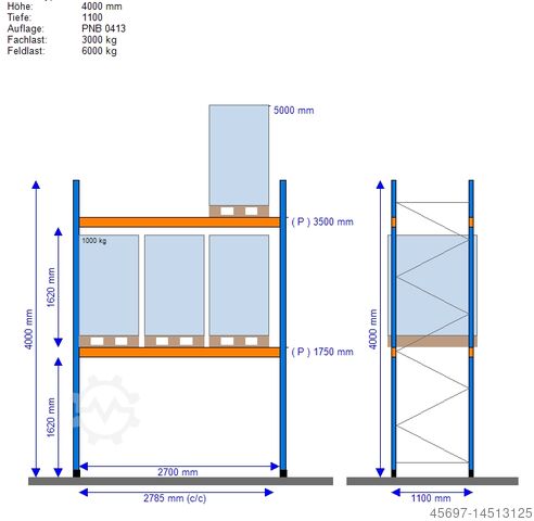 Polica za teške dužnosti H: 4.00m L: 11.0m Stow Palrack