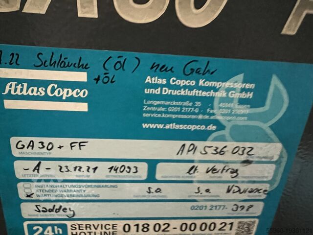 Compressor Atlas Copco GA 30P Atlas Copco GA 30 P 