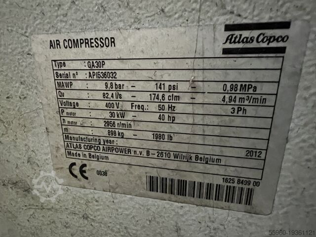 Compressor Atlas Copco GA 30P Atlas Copco GA 30 P 