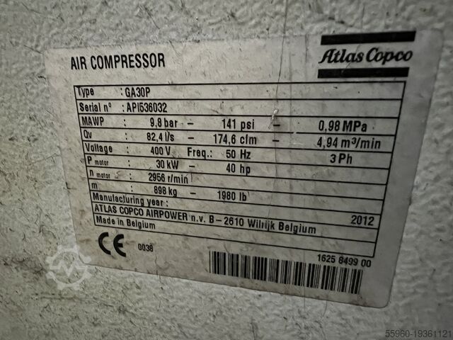 Compressor Atlas Copco GA 30P Atlas Copco GA 30 P 