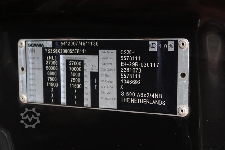 Standard-SZM Scania S500 NGS 6X2-4/ RETARDER/ FULL AIR/ SMART2/