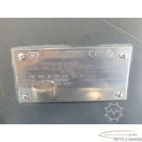 Unidade de controlo Siemens 1PH6135-1NF46-1BN1 AC-HSA-Motor SN: EK365760603003 --