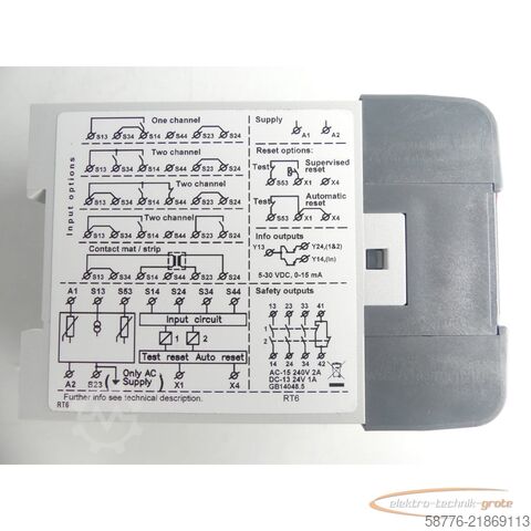 Componente ABB 2TLA010026R0000 Sicherheitsrelais RT6 SN: 18475 - ! -