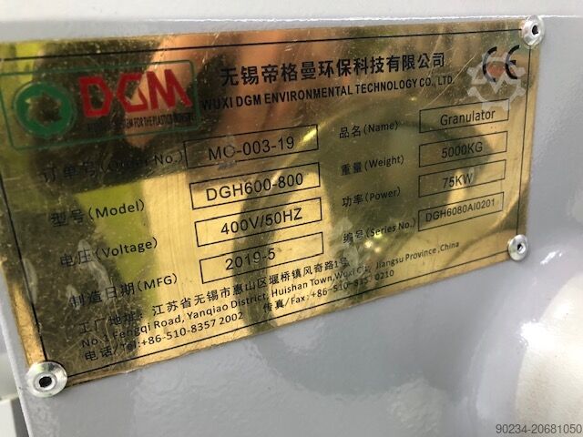 DGM model DGH600/800 granulatore, ongebruikt DGM DGH600/800