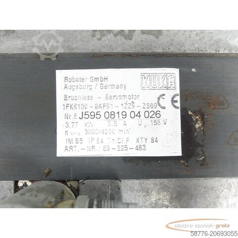 Motor KUKA KUKA Kuka 1FK6100-8AF91-1ZZ9-ZS09 Servomotor SN:EJ595081904026