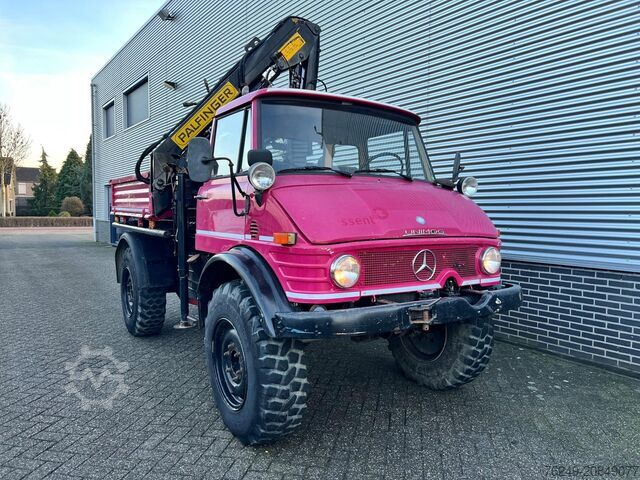 Camion cu macara Unimog 416/U1100 Hiab kraan, Werner lier