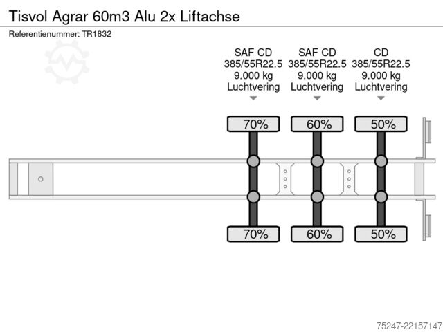 Wywrotka Tisvol Agrar 60m3 Alu 2x Liftachse