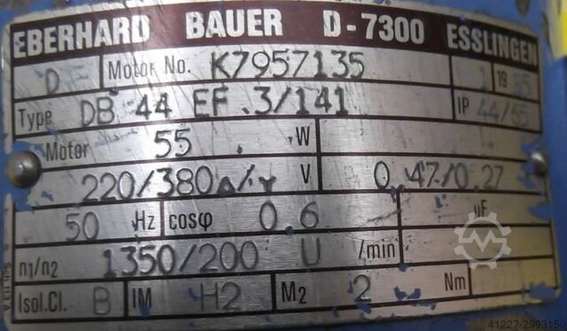 Tandwielmotor 0,055 kW 200 tpm Bauer DB44EF3/141