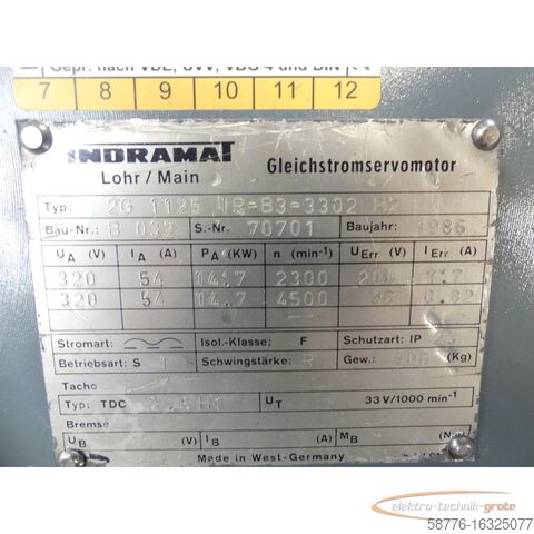 Control unit Indramat 2G 1125 IR=B3-3302 Gleichstrom Servomotor SN70701 - generalüberholt! -