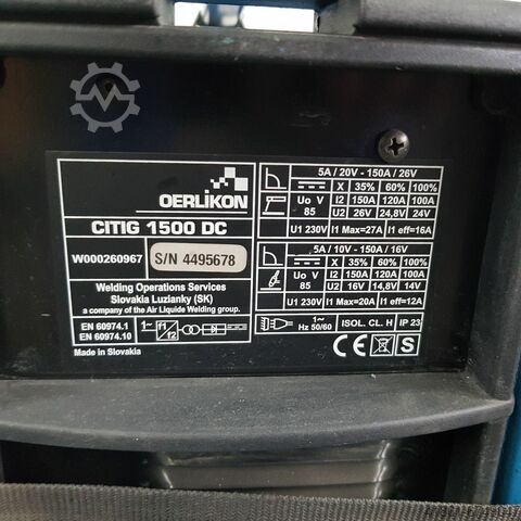 Draagbaar TIG-DC lasapparaat OERLIKON CITIG 1500 DC