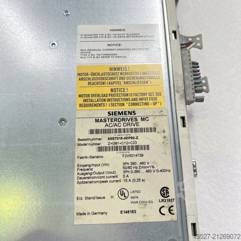 Elektronik / PLC-kontrol SIEMENS 6SE7015-0EP50-Z