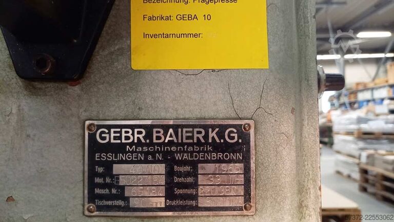 Heißprägepresse Baier GEBA 40/10