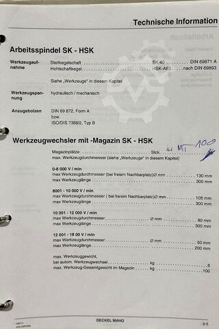 Machining centar sa 5 osovina Deckel Maho DMF 220 linear