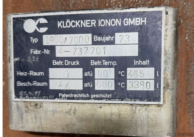 εγκατάσταση πλάσματος νιτρίδωσης Klöckner Ionon GmbH S800/7000