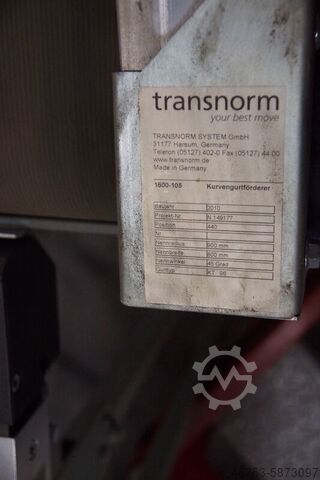 Transportband bocht 45 graden Transnorm Förderkurve 45 Grad