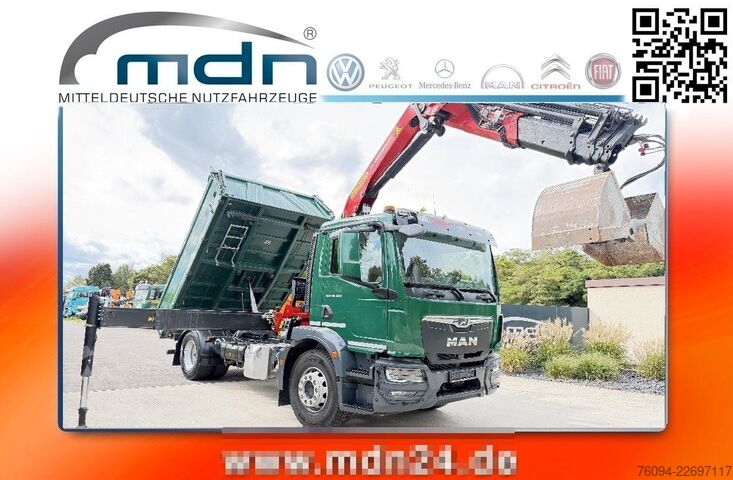 Grúa montada en camión MAN TGM 18.320 4x2 Kipper KRAN 15m FUNK AHK